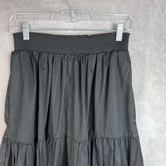 XiRENA Angeline Tiered Cotton Poplin Midi Maxi Skirt In Black Women's Size M - Picture 3 of 9